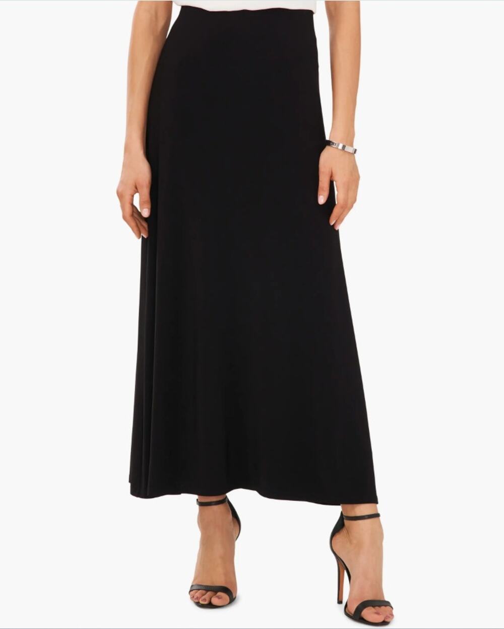 Vince Camuto Women Black Smooth Stretch Casual Pull-On A-line Maxi Skirt Size S